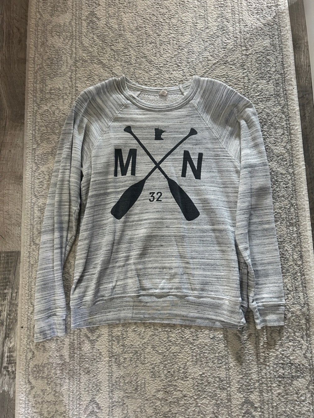 Bella Canvas Men's Gray Heather Crewneck Sweater with MN Oars Graphic